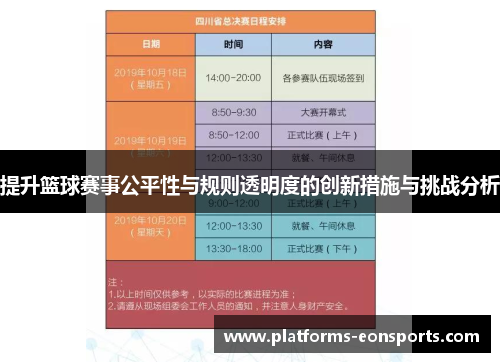 提升篮球赛事公平性与规则透明度的创新措施与挑战分析